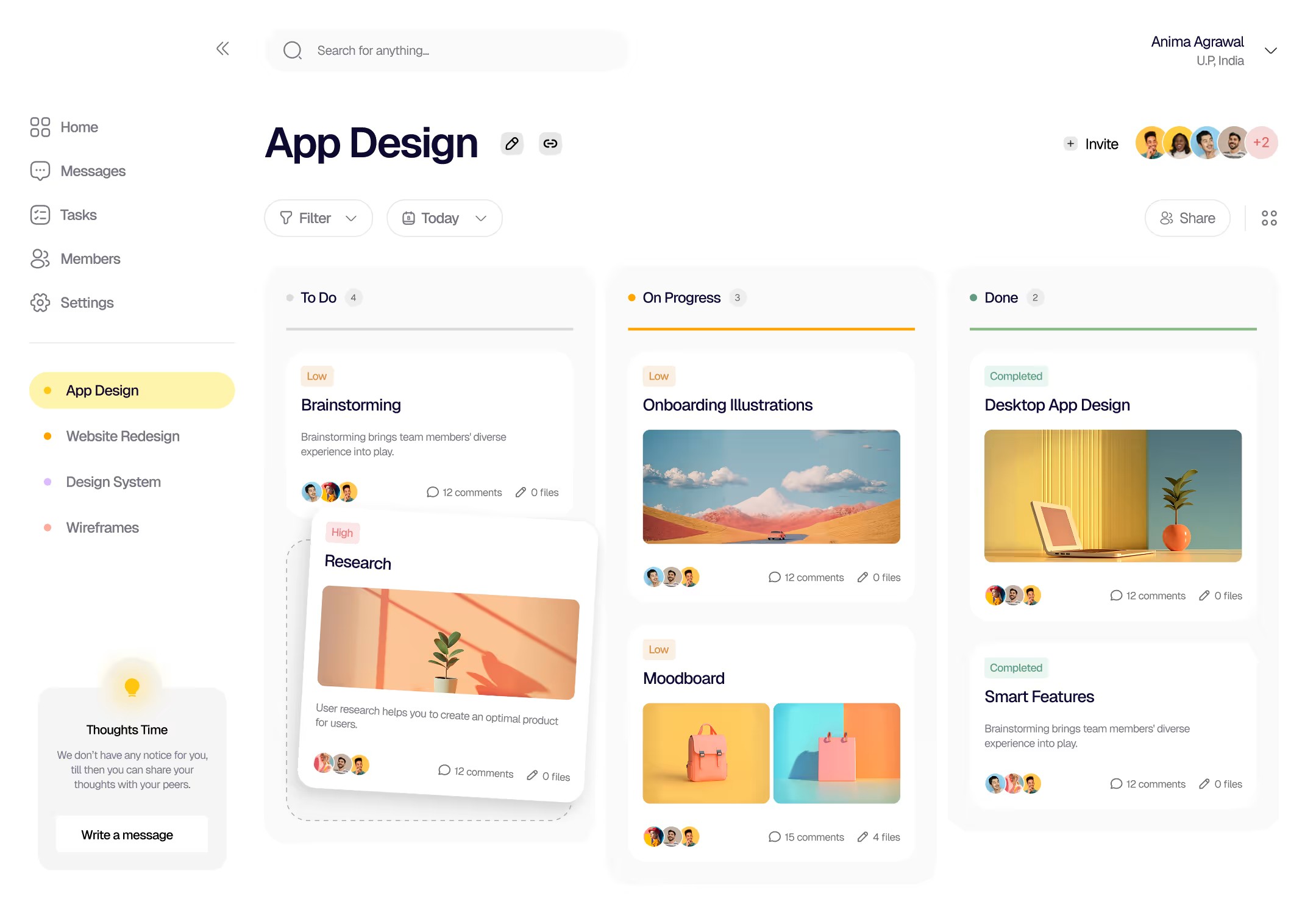 Customer dashboard UI